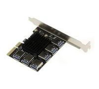 Carte de réplication PCIe x4 vers 6 ports par liaisons USB3 - BANDE PASSANTE 20G pour extension de port PCIe. BTC Mining Expansion Card