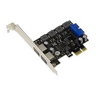 Carte PCI EXPRESS PCIe USB 3.0 avec 2 ports 5G type A externes et 2 ports internes sur connecteur USB3 19 points. AUTO ALIMENTEE, avec Chipset NEC