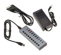 KALEA-INFORMATIQUE Hub USB3 Aluminium 10 Ports avec Quick Charge | Hub USB 3.0 en aluminium avec sept ports USB Type-A/Type-C et trois ports Quick Charge/Power Delivery, alimenté en 12 V 3 A.