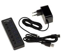 KALEA-INFORMATIQUE Hub USB 3.2 10G 7 Ports avec interrupteurs | Hub USB 3.2 Gen2 10 Gbit/s à sept ports USB Type-A avec interrupteurs individuels et alimentation externe 12 V 2 A.