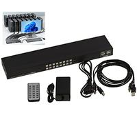 KALEA-INFORMATIQUE KVM Switch Automatique pour 16 PC avec Liaison écran HDMI 4K et Clavier Souris sur Port USB. avec télécommande, Cordons, Alimentation et équerres pour Rack