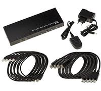 KALEA-INFORMATIQUE KVM Switch Automatique pour 4 PC avec Liaison écran DISPLAYPORT 4K 60Hz et Clavier Souris sur Port USB. avec télécommande, Alimentation et Cordons - Ultra HD 4K 60Hz