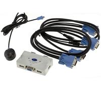 Kalea Informatique - Boîtier KVM 2 PC - VGA, clavier/souris USB, télécommande et cordons fournis