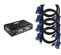 KALEA-INFORMATIQUE KVM VGA USB 4 PC | KVM VGA pour 4 PC avec partage écran, clavier et souris USB, câbles KVM inclus.