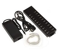 KALEA-INFORMATIQUE Station de Charge USB 20 Ports 96W | Station de charge USB industrielle à 20 ports avec alimentation 96 W, répartie sur deux groupes de 10 ports USB 2.0.