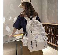 Kalec-Mode Grand Étudiant Sac À Dos Nouveau Badge Sac À Dos Filles Sac D'école Haute Capacité Femmes Sac À Dos Femme Mignon Loisirs Voyage Mochila,White With Bear Doll