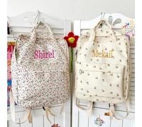 Kalec-Petit Sac À Dos Floral D'art Littéraire Personnalisé¿Style Académie Japonaise,Polyvalent Pour Les Filles Et Les Étudiants De Fleurs,Sac D'école,Embroidered Name,2