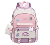 KALEC-Sac À Dos En Nylon Multi-Poches De Grande Capacité Pour Femme,Sac D'École Pour Fille,Sac À Dos Pour Ordinateur Portable,Livre,Mignon,Ins,Junior,Lycéen,With-Accessories,Black Small Noir