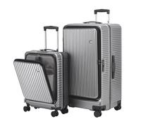 Kaleenie Lot de 2 valises à main avec cadre en aluminium 20/29 avec ouverture latérale, coque rigide légère ABS + PC avec serrure TSA, roues universelles à 360° et poignée réglable, gris foncé