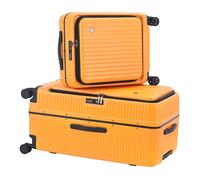 Kaleenie Lot de 2 valises en aluminium 20/29 avec ouverture latérale, Orange, 20/29 Inch with Side Opening