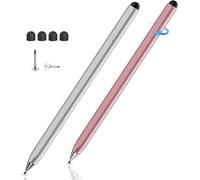 Kaleidoscope-2 In 1 High Sensitivity Rotating Stylus Pen For Iphone/Ipad/Iwatch/Samsung/Huawei/Xiaomi/Surface/All Touch Screens, Silver+Rose Gold[Q57]
