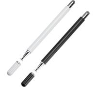 Kaleidoscope-2 In 1 Universal Capacitive Disc Tip Stylus Pen Precision Touch Screen Stylus Pen Compatible For Touch Screen Smartphone, Phone, Tablet 2 Pieces (Black And White)[Q273]