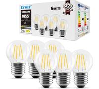 Kaleidoscope-7W Ampoule Led E27 À Filament, Led Ampoule 1055 Lumen, Equivalent À Ampoule Incandescence 75W, Forme G45 Rétro, 2700K Blanc Chaud, Non-Dimmable, Paquet De 6[Q454]