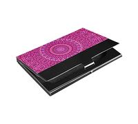 Kaléidoscope Floral Rose Mandala Floral Fleur Tribal Ethnique Cuir PU Porte-cartes de visite Porte-cartes de visite, Porte-cartes de visite, Portefeuille fin Unisexe