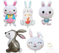 Kaleidoscope-Lot De 5 Ballons De Pâques En Forme De Lapin - Décoration D'anniversaire - Motif Animaux De La Forêt - Ballons En Aluminium Pour Certains Lapins - Thème De Pâques, Dimanche Et L[Q2842]