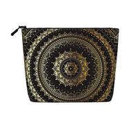 Kaléidoscope Mandala étanche grande capacité avec fermeture éclair voyage d'affaires maison sac de maquillage sac de rangement porte-monnaie, Noir , Taille unique