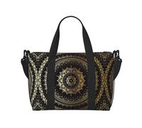 Kaléidoscope Mandala Tote Sac de voyage à bandoulière, 41 cm x 29 cm x 15 cm, sac de voyage, sac fourre-tout unisexe, Noir , Taille unique