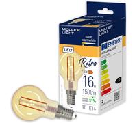Kaleidoscope-Müller-Licht Filament Led Rétro G45 - Forme De Goutte - E14 - Doré - 2,2 W Équivalent À 16 W - Lumière Nostalgique Super C (2000 K) Pour Une Chaleureuse - Intensité Non Variable[Q2876]