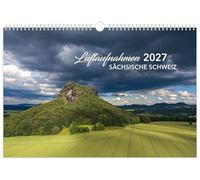 Kalender Sächsische Schweiz Luftaufnahmen 2027: | 45 x 30 cm | schwarzes Kalendarium