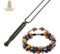 Kales-2pcs Collier Anti-Anxiété Et Bracelet Réglable,Collier Sans Fumée,Collier Respiration,Collier De Soulagement D'anxiété Pour Exercices De Respiration,Cadeaux Spirituels Pour Femmes Hommes