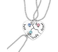 Kales-3 Pièces Colliers Bff Collier D'amitié Pour Toujours Meilleurs Amis Pour Filles Cadeaux,Collier Best Friend Pendentif Coeur Briser Couple Puzzle D'anniversaire Pendentif Chaîne Cadeaux