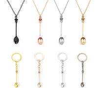 Kales-Collier Cuillère 4 Pièces Et Porte-Clés Cuillère 4 Pièces,Bijoux De Style Créatif,Bijoux Mini Cuillère,Accessoires De Mode