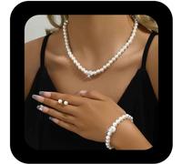 Kales-Collier De Perles En Cristal De Bohème Collier Ras Du Cou En Argent Cz Collier De Perles Blanches Collier De Perles En Strass Boucles D'oreilles Bracelet Collier Parure De Perles Pour Femmes