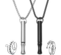 Kales-Collier De Respiration,Collier Respiration Anti Tabac,Collier Anti Stress Respirant,Pour Soulagez Anxiété Relaxation Méditation,Avec 2 Anneaux (Argent&noir)