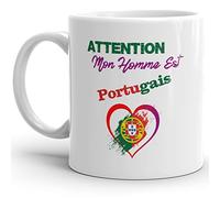 Kalféa Mug amour Attention mon homme est Portugais tasse drôle Qualité Idée Cadeau Originale Anniversaire Noël Fête couple homme époux chéri ami collègue