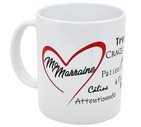 Kalféa Mug Amour je t'aime marraine avec coeur et compliments offrir tasse céramique Qualité Idée Cadeau Originale tante tata Famille Parent anniversaire noel fete 325ml