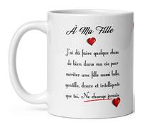 Kalféa Mug amour ma fille je t'aime message d'amour tasse céramique tendresse haute qualité offrir idée cadeau femme anniversaire noel fete de papa maman déclaration famille 325ml