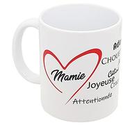 Kalféa Mug Amour mamie je t'aime avec coeur et compliments tasse céramique Qualité Idée Cadeau Originale Famille grand-mère mémé anniversaire noel fete 325ml