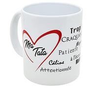Kalféa Mug Amour Tasse je t'aime tata avec coeur et compliments offrir Tasse céramique Qualité Idée Cadeau Originale tante marraine Famille Parent anniversaire noel fete 325ml