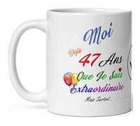 Kalféa Mug anniversaire 47 ans humour quarante sept ans modeste drole tasse haute qualité idée cadeau rigolo quarantaine fete Noel homme femme ami collegue copain pote famille