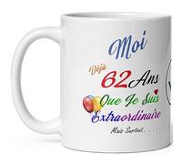 Kalféa Mug anniversaire 62 ans humour soixante deux ans modeste drole tasse haute qualité idée cadeau rigolo soixantaine fete Noel homme femme ami collegue copain pote famille