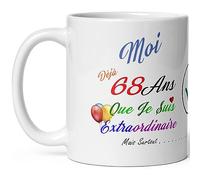 Kalféa Mug anniversaire 68 ans humour soixante huit ans modeste drole tasse haute qualité idée cadeau rigolo soixantaine fete Noel homme femme ami collegue copain pote famille