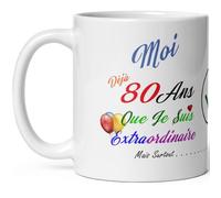 Kalféa Mug anniversaire 80 ans humour tasse quatre vingt ans modeste drole tasse haute qualité idée cadeau rigolo fete Noel homme femme ami collegue copain pote famille