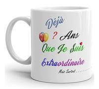 Kalféa Mug anniversaire age personnalisable humour tasse drôle à personnaliser je suis extraordinaire et compliments homme femme cadeau Noël fête ami collegue famille parent copain