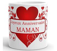 Kalféa Mug anniversaire maman Tasse amour joyeux anniversaire à sa mère idée cadeau impression haute qualité en panoramique Française