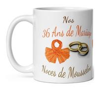 Kalféa Mug anniversaire mariage 36 ans noces de Mousseline tasse trente six ans mariage Idée Cadeau Originale mari femme couple noel fete époux épouse céramique 325ml