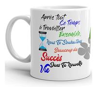 Kalféa Mug collègue au top Humour amour succès dans ta vie Tasse céramique Qualité Idée Cadeau Originale retraite démission travail mutation bureau départ maladie licenciement Anniversaire Noël 325ml