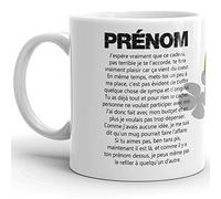Kalféa Mug humour personnalisable prénom texte drôle et trèfle porte bonheur Tasse à personnaliser homme femme idée cadeau joyeux anniversaire surprise Noël Fête amis collegue famille copain