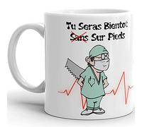 Kalféa Mug Humour Tasse prompt rétablissement tu seras bientôt sur pieds Mug drôle Qualité Idée Cadeau Originale Anniversaire Noël Fête ami homme femme malade collegue frere soeur famille