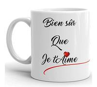 Kalféa Mug je t'aime amour bien sur que je t'aime à une femme ou un homme tasse céramique idée cadeau originale love homme femme fête anniversaire Noël Saint Valentin 325ml