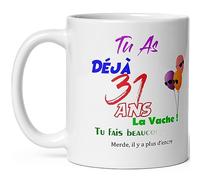 Kalféa Mug joyeux anniversaire 31 ans humour tasse trente et un ans tasse drole haute qualité idée cadeau rigolo trentaine fete Noel homme femme ami collegue copain pote famille