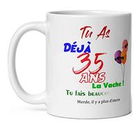 Kalféa Mug joyeux anniversaire 35 ans humour tasse trente cinq ans tasse drole haute qualité idée cadeau rigolo trentaine fete Noel homme femme ami collegue copain pote famille