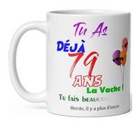 Kalféa Mug joyeux anniversaire 79 ans humour tasse soixante dix neuf ans tasse drole haute qualité idée cadeau rigolo fete Noel homme femme ami collegue copain pote famille