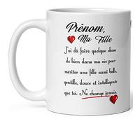 Kalféa Mug ma fille je t'aime personnalisable prénom message d'amour tasse céramique tendresse haute qualité offrir idée cadeau femme anniversaire noel fete de papa maman déclaration famille 325ml