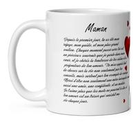Kalféa Mug maman amour Tasse ma mère je t'aime avec déclaration et coeurs Mug maman tendresse tirade à offrir Tasse idée cadeau fête anniversaire Noël céramique 325ml café thé chocolat petit déjeuner
