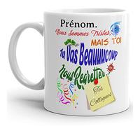 Kalféa Mug personnalisable Humour collègue prénom Tasse à personnaliser tu vas nous regretter Mug Qualité Idée Cadeau Originale retraite démission travail mutation bureau départ arrêt licenciement